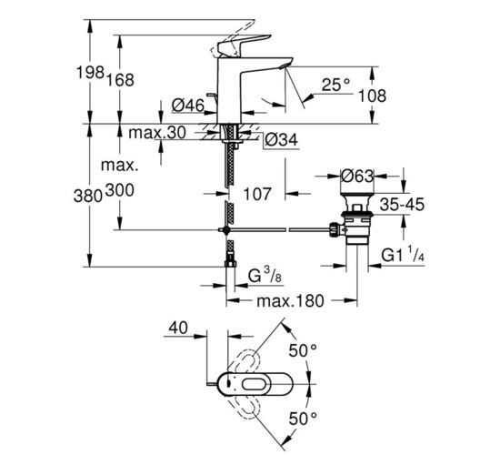 Baterie GROHE Bauloop OHM lavoar M 23762000
