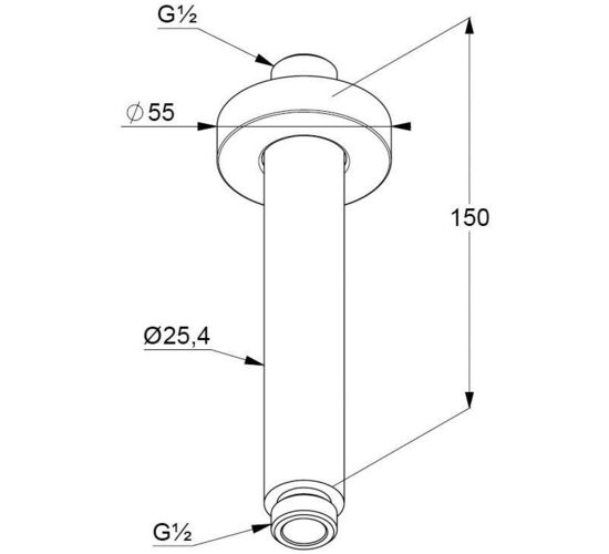 Brat palarie dus de tavan KLUDI A-QA 150mm 6651505-00