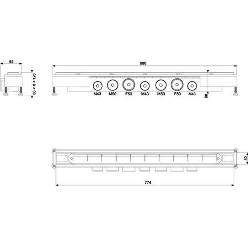 Rigola dus Wirquin EXPRESS-EAU 84L/min 800mm (30717664)