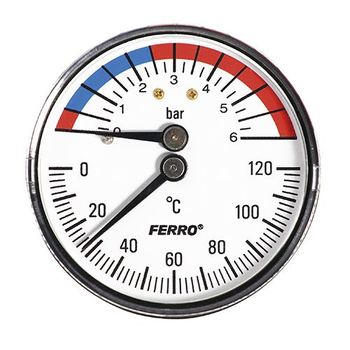 Termomanometru 63mm 1/2 FERRO orizontal